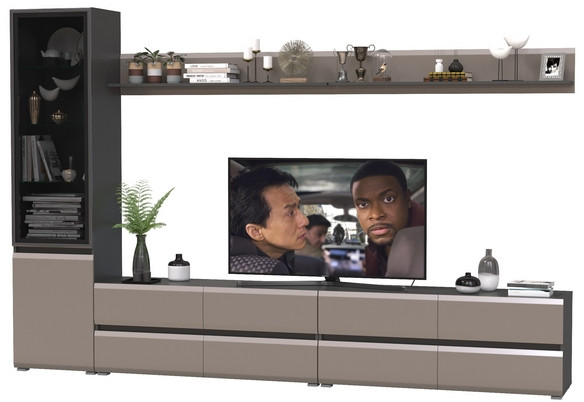 Сидней Комплектация № 102, цвет корпус: антрацит/фасады: МДФ веллюто капучино, ШхГхВ 309,8х41,3х205,2 см., универсальная сборка