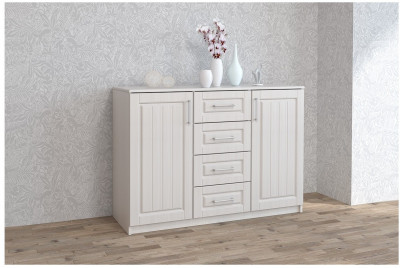 КЭТ-6 Кантри Комод 2-ств./Ящики (Бодега белая / Сандал)