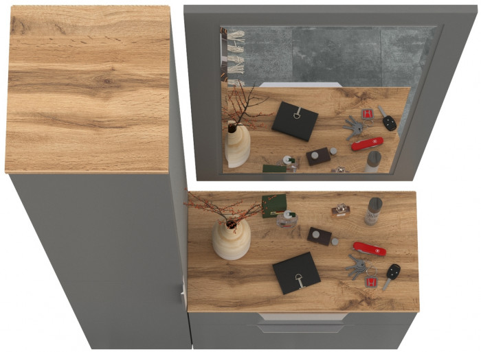 Октава Прихожая 42, серый графит/дуб крафт золотой/фасады МДФ серый графит