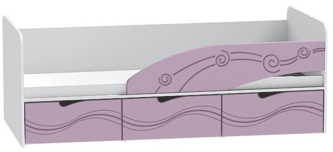 Детская кровать Бриз-3 80х190, волна (Антарктида/Белый/Левый)
