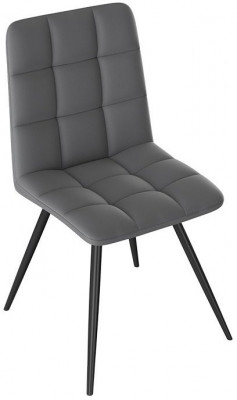 Бруно Стул (конус Т3) (Черный муар матовый/Кожзам Серый)