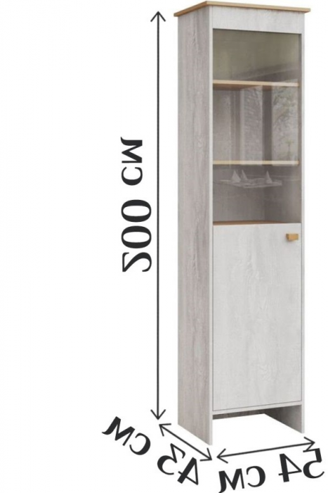 Пенал-витрина (левое исполнение) "Скандинавия" - Бетон пайн светлый/Дуб наварра