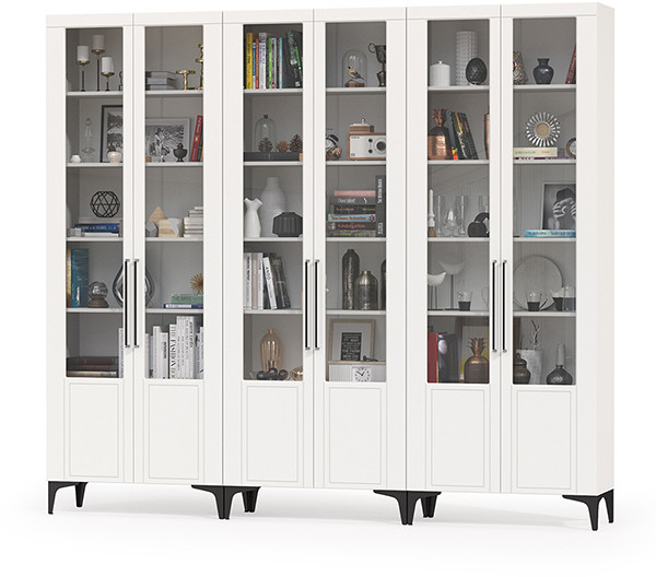 Валенсия Гостиная № 127, ЛДСП белый шагрень/МДФ белый шагрень