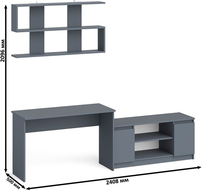 Мори письменный стол МСП1200.1 + Тумба МТВ1200.1 + Полка 1200, графит