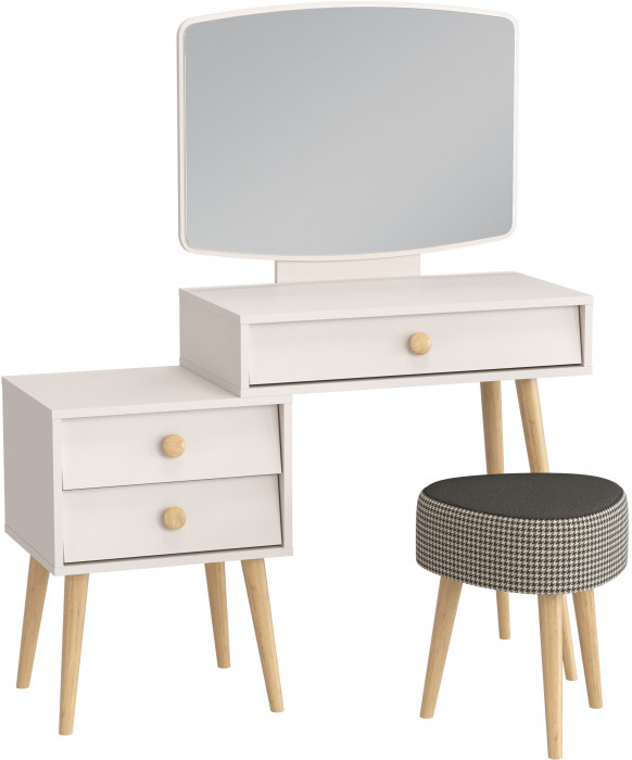 Афина Спальня 4-25901М1к.с. Трюмо + Банкетка 6-5134ТКчёр Ева, кашемир серый/ткань чёрная