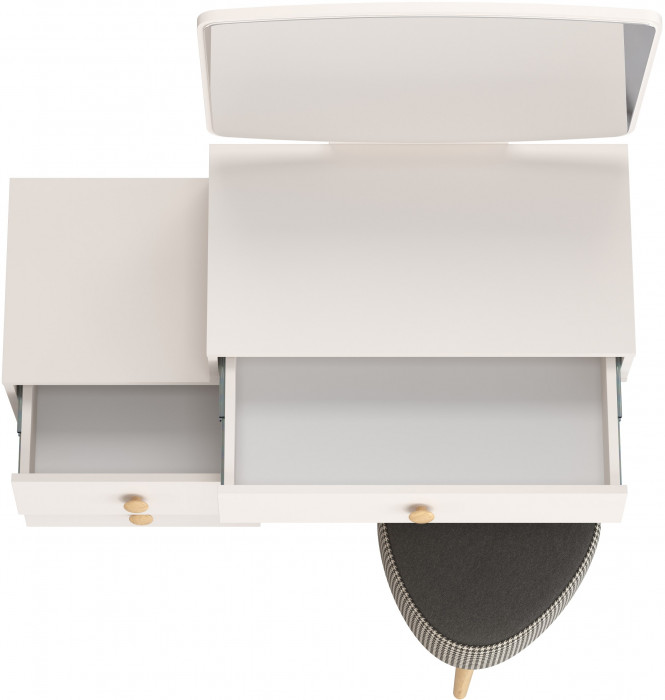 Афина Спальня 4-25901М1к.с. Трюмо + Банкетка 6-5134ТКчёр Ева, кашемир серый/ткань чёрная