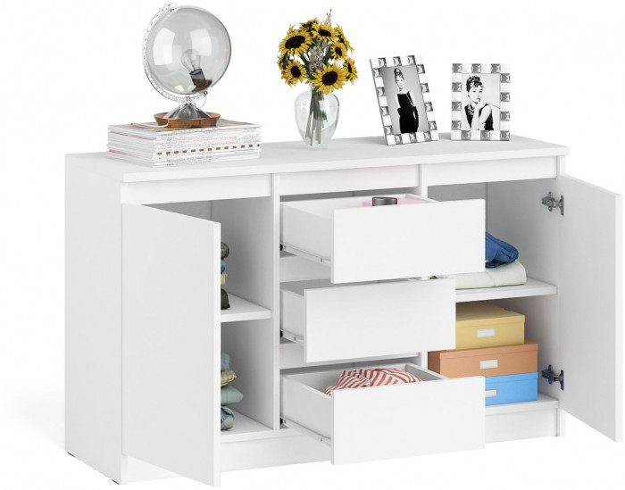 Мори Комод МК1200.3, цвет белый, ШхГхВ 120,4х41х73 см.