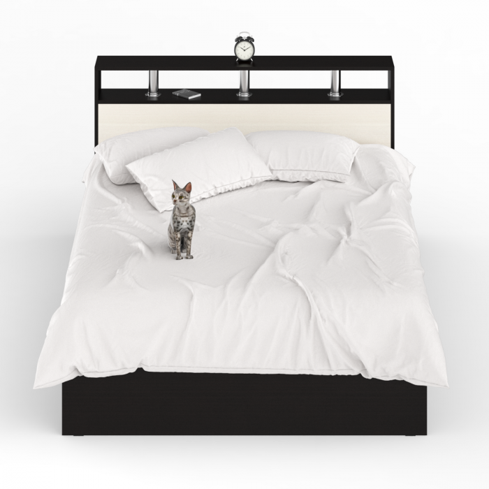 Камелия Кровать 1400, цвет венге/дуб лоредо, ШхГхВ 143,5х217х78,2 см., сп.м. 1400х2000 мм., без матраса, основание есть