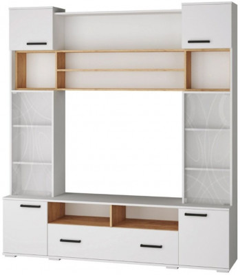 Гостиная Оскар-18 ОГЦС-1  белый/дуб крафт золотой