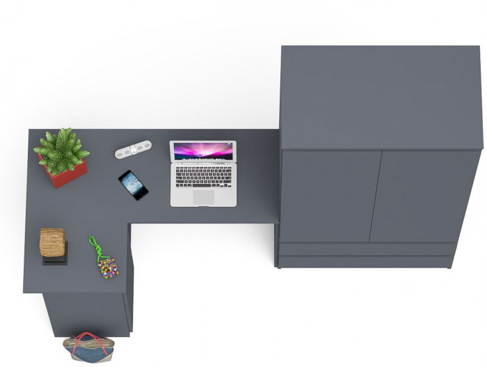 Мори компьютерный стол МС-16 левый + Шкаф МШ900.1, графит