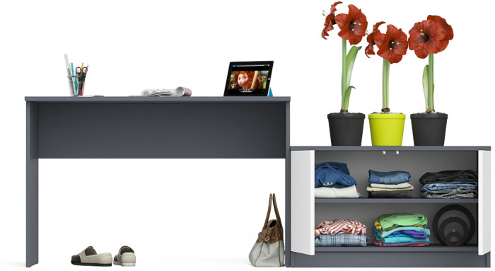 Мори письменный стол МСП1200.1 + Тумба МА900.1, графит/белый