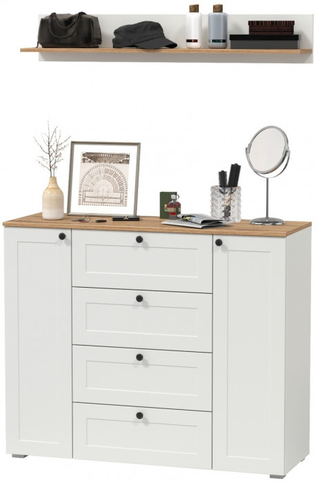 Остин Прихожая 72, белый шагрень/дуб крафт золотой