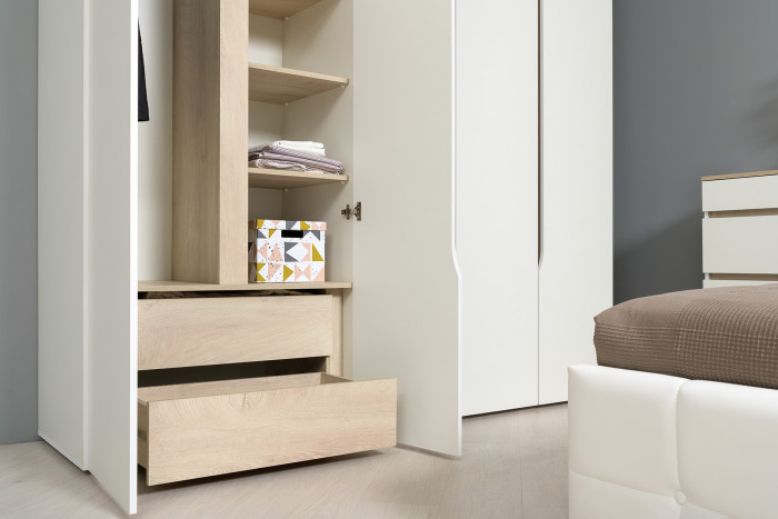 Муссон 13.198 Шкаф двухстворчатый + 13.97 Комод, белый/дуб эндгрейн элегантный