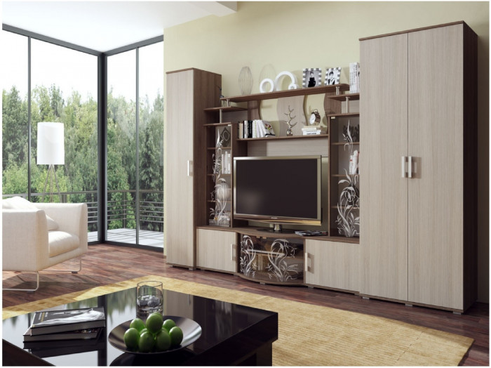 Модульная гостиная Виста (Дуб крафт/ Белый Глянец)