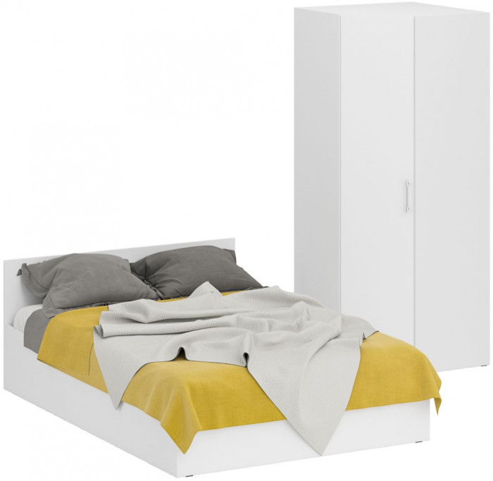 Кровать 1400 + угловой шкаф Стандарт, белый
