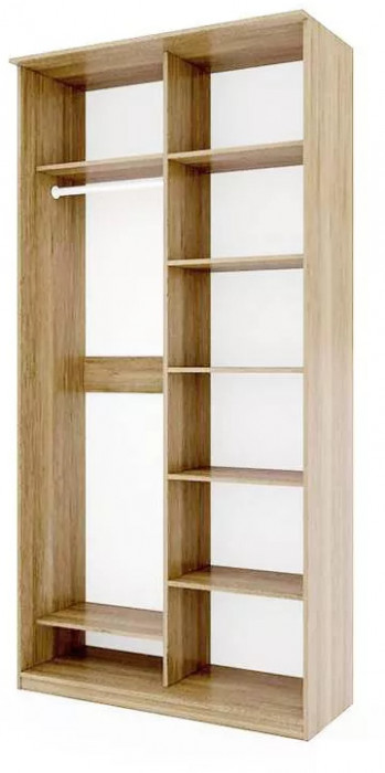 Шкаф купе Модерн 1190х600 2-х дверный 2-х секционный зеркальный с пескоструем №3 ясень