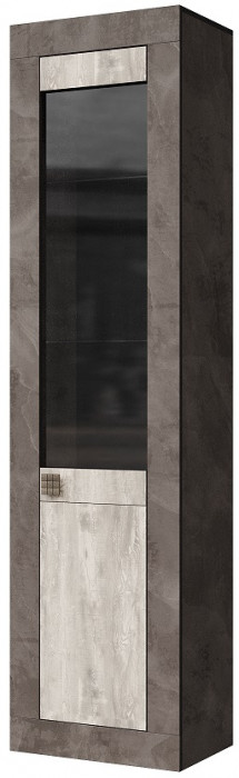 Шкаф-витрина однодверный "Лондон" - Оникс/Бетон пайн светлый
