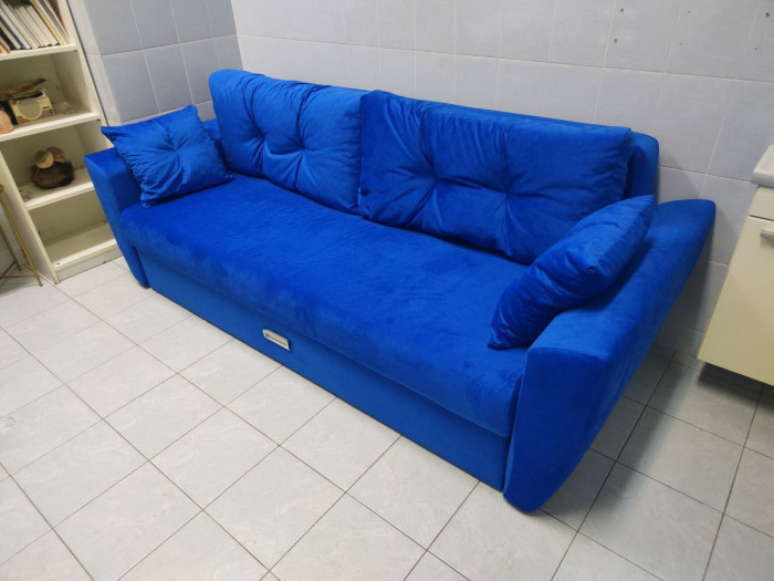 Диван-кровать Амстердам Люкс, 160х195, еврокнижка, независимый пружинный блок, велюр, синий