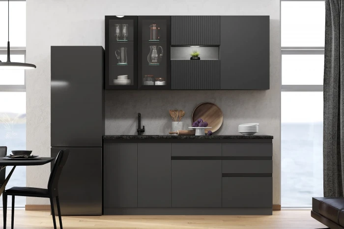 Кухня Техно-6 2,0м Графит/Графит софт