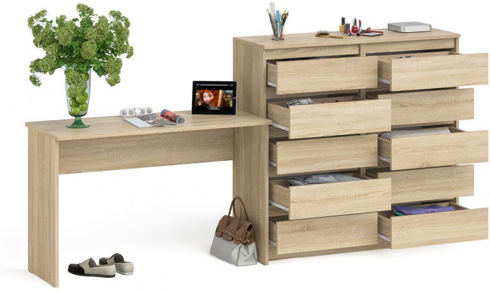 Мори письменный стол МСП1200.1 + Комод МК1200.10, дуб сонома