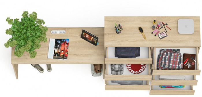 Мори письменный стол МСП1200.1 + Комод МК1200.10, дуб сонома