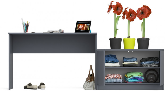 Мори Стол письменный МСП1200.1 + Тумба МА900.1, цвет графит, ШхГхВ 210,8х50,4х76,6 см., универсальная сборка