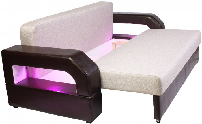 Диван-кровать Манчестер, еврокнижка, рогожка/экокожа, 160х195, бежевый