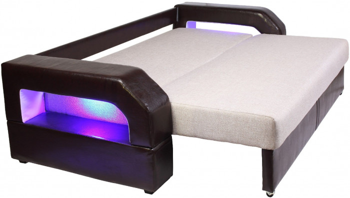 Диван-кровать Манчестер, еврокнижка, рогожка/экокожа, 160х195, бежевый