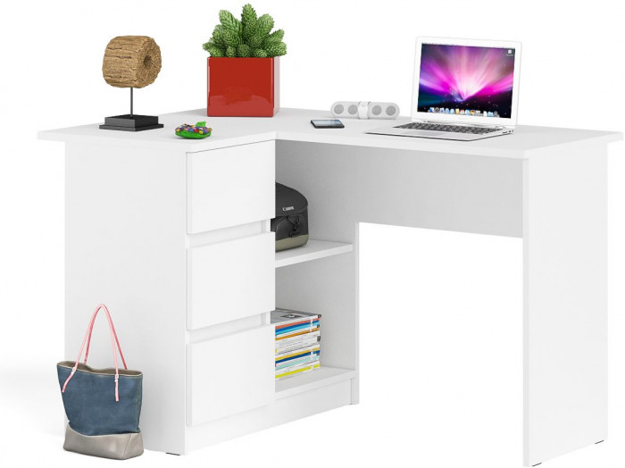 Мори компьютерный стол МС-16 левый, белый