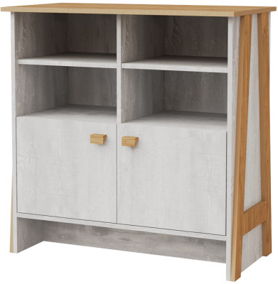 Комод двухдверный "Скандинавия-1" - Бетон пайн светлый/Дуб наварра