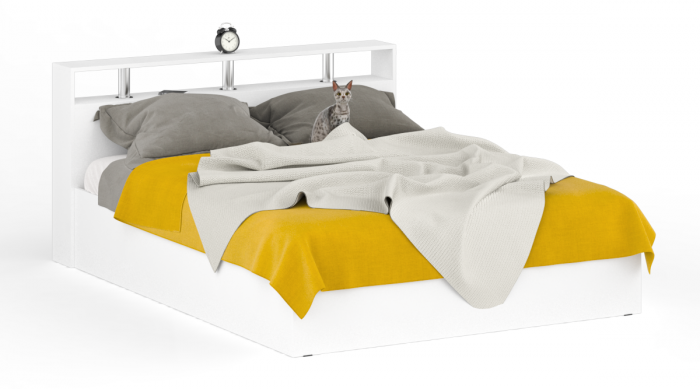 Камелия Кровать 1600, цвет белый, ШхГхВ 163,5х217х78,2 см., сп.м. 1600х2000 мм., без матраса, основание есть