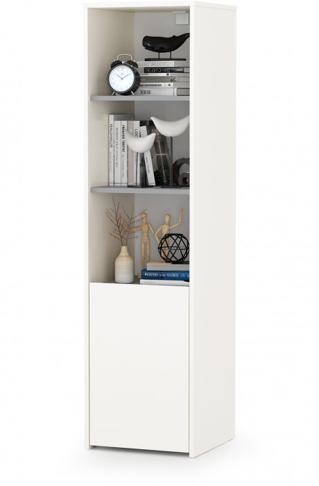 Торонто 12.149 Стол + 13.13 Шкаф комбинированный, цвет белый шагрень/стальной серый, ШхГхВ 160х53,1х149,7 см., универсальная сборка