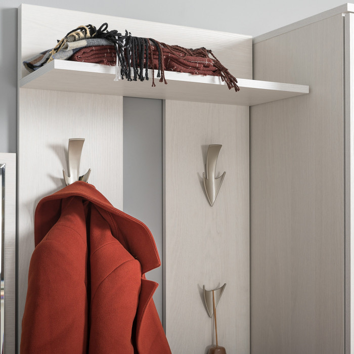 КР100 Ника прихожая 13.248 Тумба + 15.08 Вешалка, цвет ясень анкор светлый, ШхГхВ 53,8х38,1х207,9 см., универсальная сборка