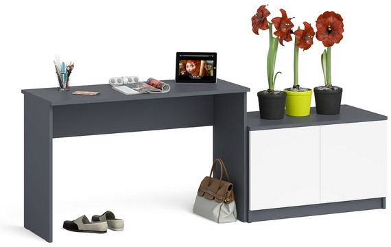 Мори Стол письменный МСП1200.1 + Тумба МА900.1, цвет графит/белый, ШхГхВ 210,8х50,4х76,6 см., универсальная сборка