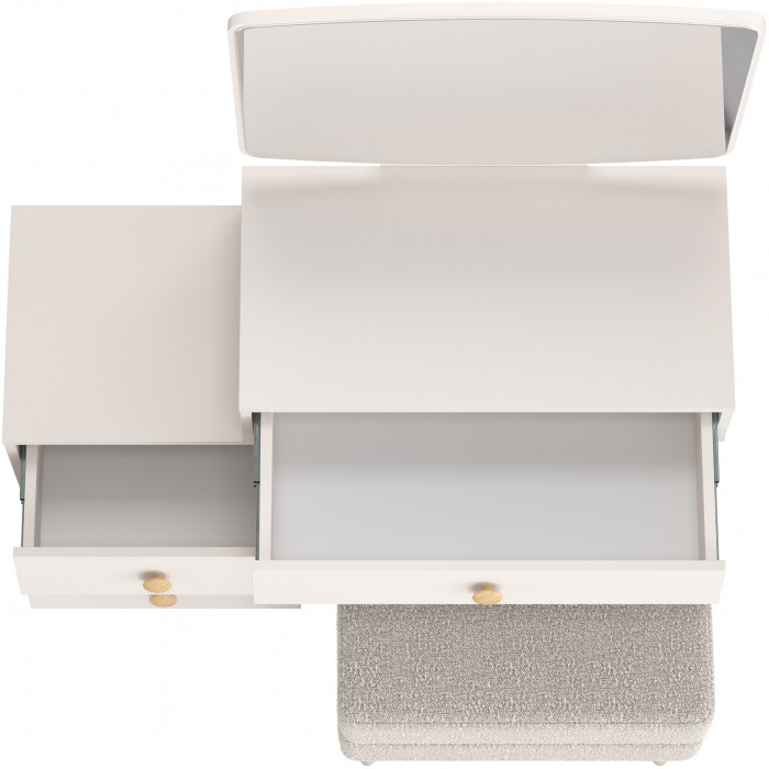 Афина Спальня 4-25901М1к.с. Трюмо + Банкетка 6-5138ТКШсв.серый Тифани, кашемир серый/ткань светло-серая