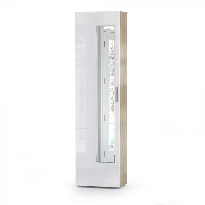 Лайн Прихожая № 04, дуб крафт серый/фасады МДФ белый глянец