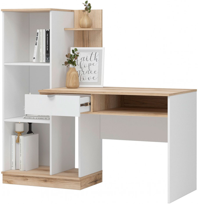 Юкки СТ1Я-1500 Стол компьютерный Дуб делано/Белый