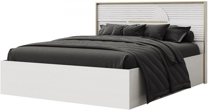 Кровать 160х200 "Монтиз" с щитовым основанием - Белый текстурный/Корунд джелато