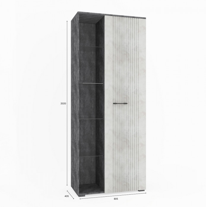 Модульная стенка для гостиной "Денвер" - Бетон спаркс/Перламутр жемчуг