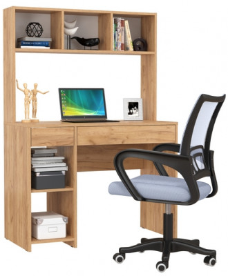 Стол компьютерный Комфорт 12.77F + кресло 103 серое, цвет дуб крафт золотой, ШхГхВ 100х49,8х147 см., универсальная сборка