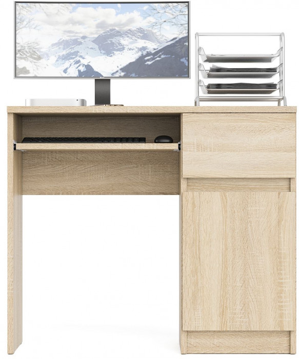 Мори компьютерный стол МС-1 правый, дуб сонома