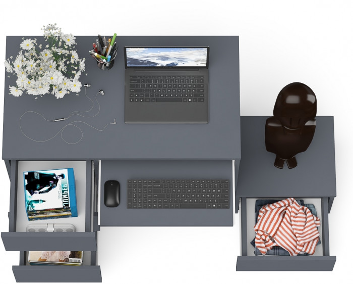 Мори компьютерный стол МС-6 левый + Тумба ТМП400.1, графит