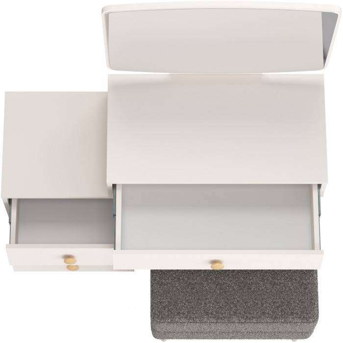 Афина Спальня 4-25901М1к.с. Трюмо + Банкетка 6-5138ТКШтем.серый Тифани, кашемир серый/ткань тёмно-серая