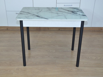 Нью йорк фотопечать стол обеденный раздвижной / белый мрамор/бетон белый/черный