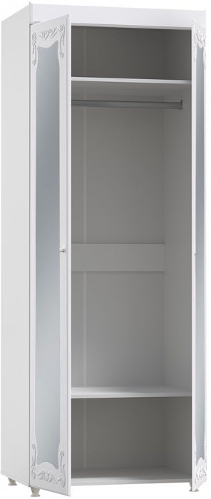 Шкаф 2-х дверный с зеркалами (гл.560) Италия ИТ-48 белое дерево