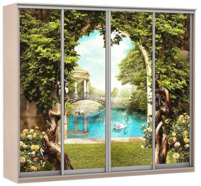 Шкаф купе Модерн 2362х450 4-х дверный 3-х секционный фотопечать №3 ясень