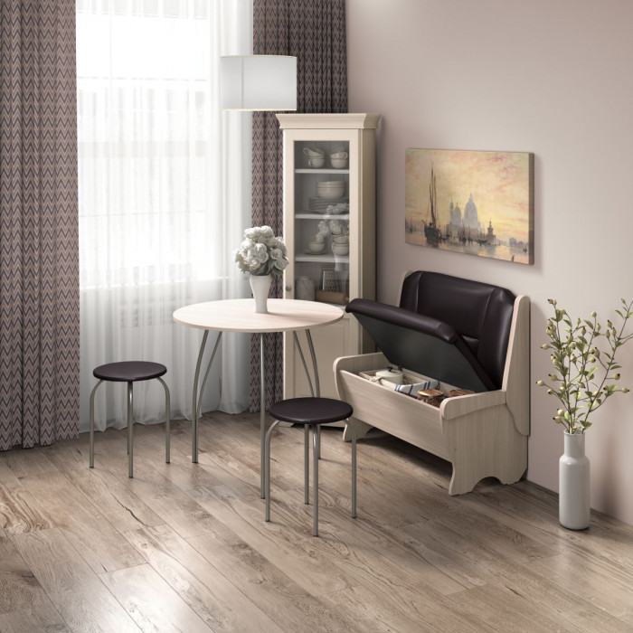 Кухонный набор Лотос скамья 950 - стол - табурет / ясень светлый/умбер