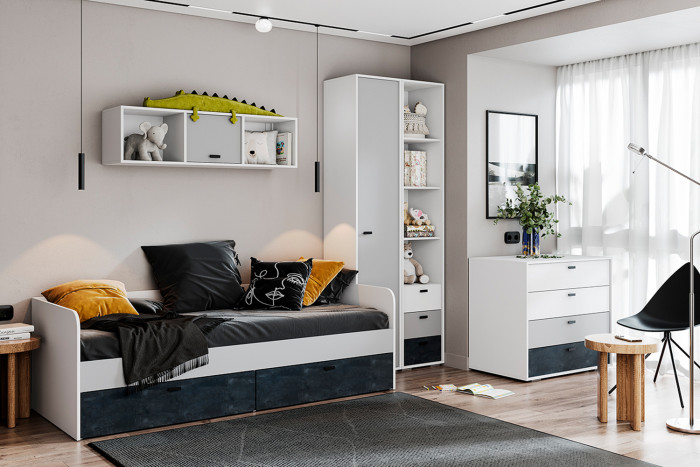 Пенал открытый Накки ПО-400, Белый, Серый, Угольный камень