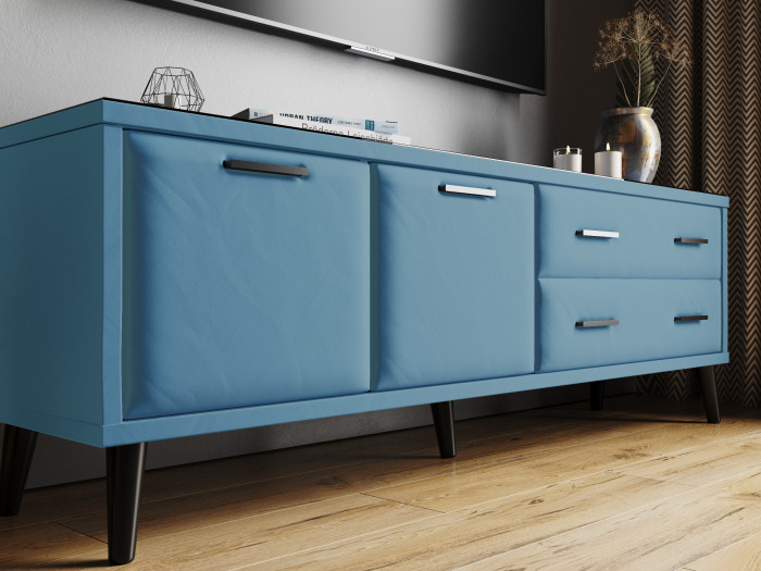 Тумба ТВ интерьерная Виго 1,6 светло-голубой