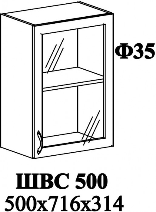 Ф-35 Модена (ШВС 500) МДФ дуб кофе